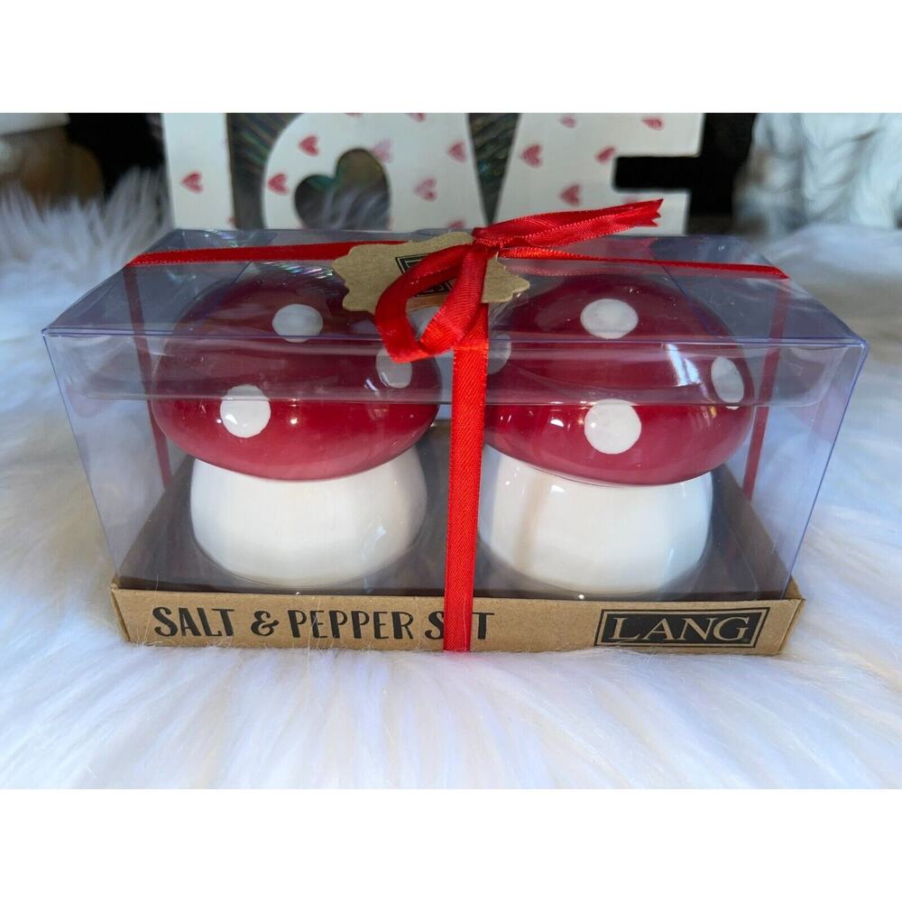 Magical Mushroom Salt & Pepper Shakers RED & White 3” by Lang NEW for 2024